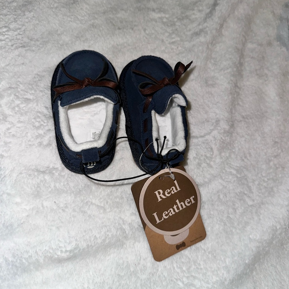 🆕NWT BearPaw Dark Blue Leather Moccasins for Babies